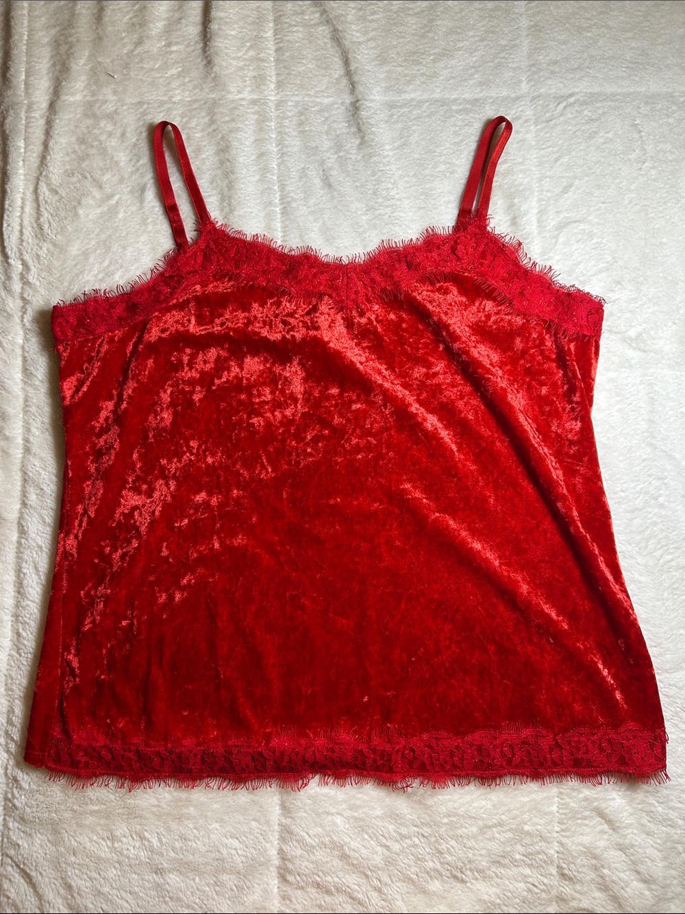 Y2K Red Velvet Lace Trim Cami Tank ❤️